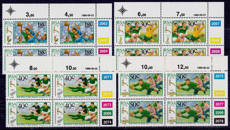 RSA 1989, 22 June. CENTENARY OF SA RUGBY BOARD, set controls, MNH, CV R 42.00 view scans