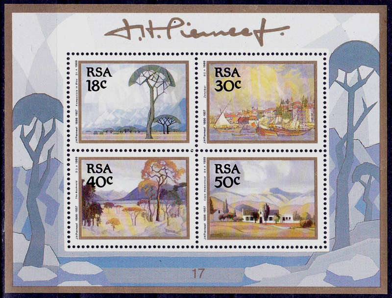 RSA 1989, 3 Aug. PAINTINGS by JACOB HENDRIK PIERNEEF, minisheet no 17, MNH, CV R 35.00 view scans