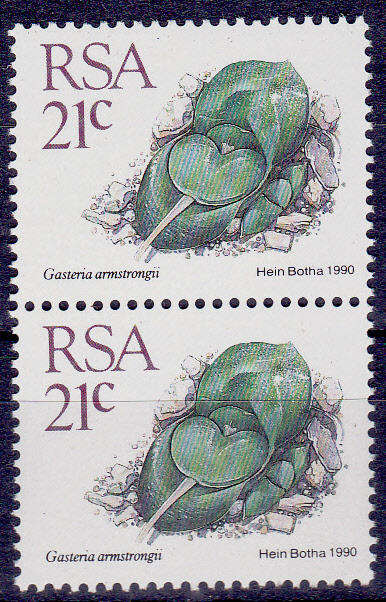 RSA 1990, 1 March. ADD VALUE to DEFINITIVE ISSUE, SUCCULENTS, pair, MNH, CV R 2.00 view scans