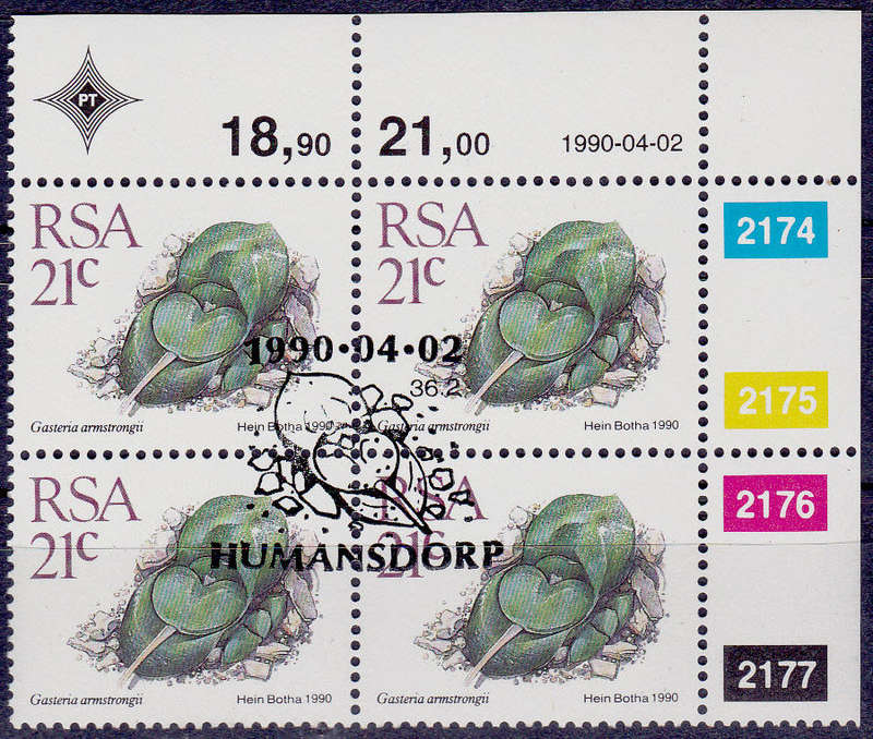 RSA 1990, 1 March. ADD VALUE to DEFINITIVE ISSUE, SUCCULENTS, control, CTO, CV R ?? view scans