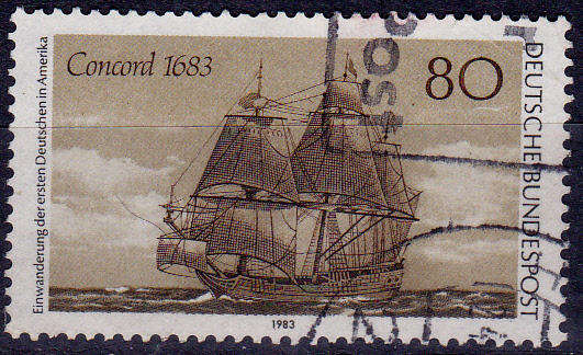 GERMANY 1983, 5 May. 300th ANNIV 1st IMMIGRANTS IN USA, single, UH, CV+/- R 10.00 view scans