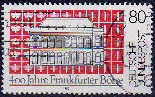 GERMANY 1985, 13 Aug. 400th ANNIV FRANKFURTS STOCK EXCHANGE, single, UH, CV+/-R 10.00 view scans