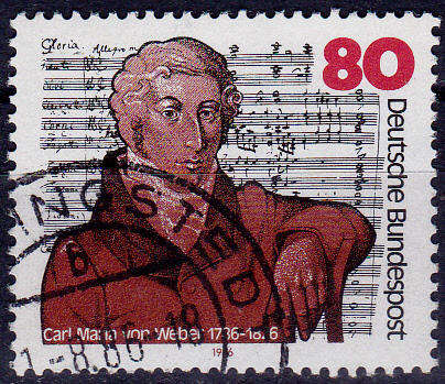 GERMANY 1986, 20 June. 200th ANNIV BIRTH CARL MARIA VON WEBER, single, UH, CV+/- R 10.00 view scans
