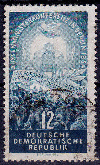 GERMANY DDR 1954, 25 Jan. CONFERENCE OF FOUR-POWER, single, UH, CV+/- R 20.00 view scans