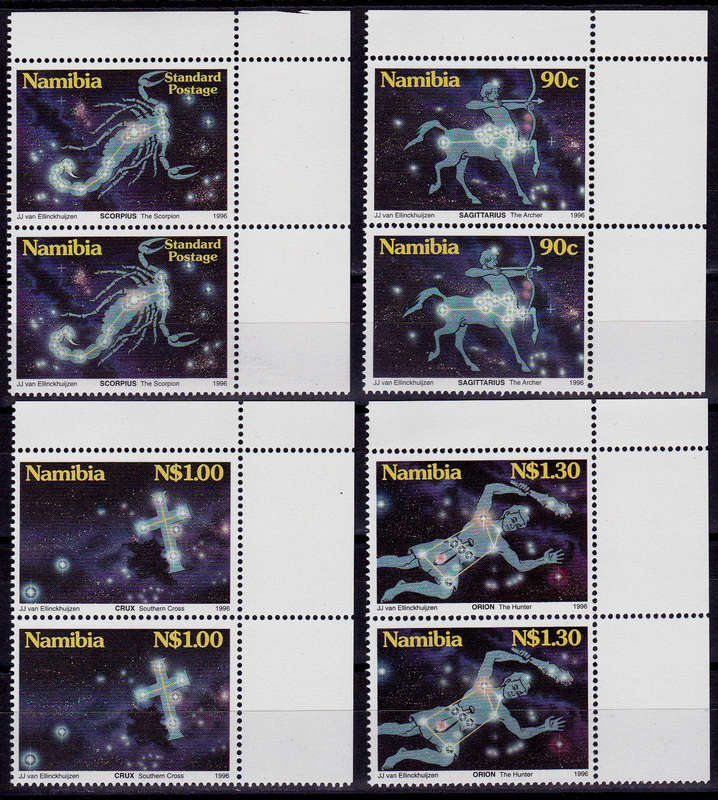 NAMIBIA 1996, 12 Sept. STARS IN NAMIBIAN SKY, set pairs, MNH,  CV R 40.00 view scans