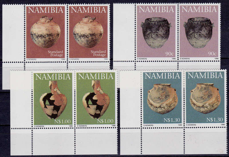 NAMIBIA 1996, 17 Oct, EARLY PASTURAL POTTERY, set pairs, MNH, CV R 40.00 view scans