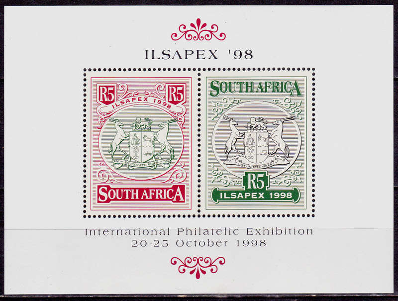 RSA 1998, 20 Oct. INTERNATIONAL PHILATELIC EXHIBITION, minisheet, MNH, CV R 120.00 view scans
