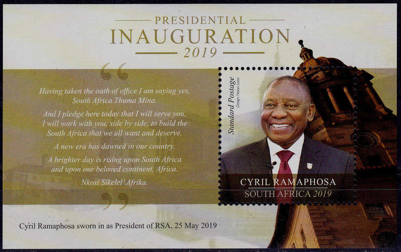 RSA 2020, 31 Jan. PRES RAMAPHOSA INAUGURATION, minisheet, MNH, CV R 35.00 view scans