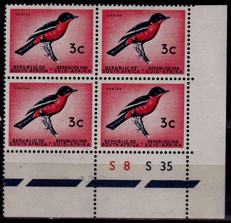 RSA 1963, April. DEFINITIVE ISSUE, 3c control block, MNH, CV R 25.00 view scans