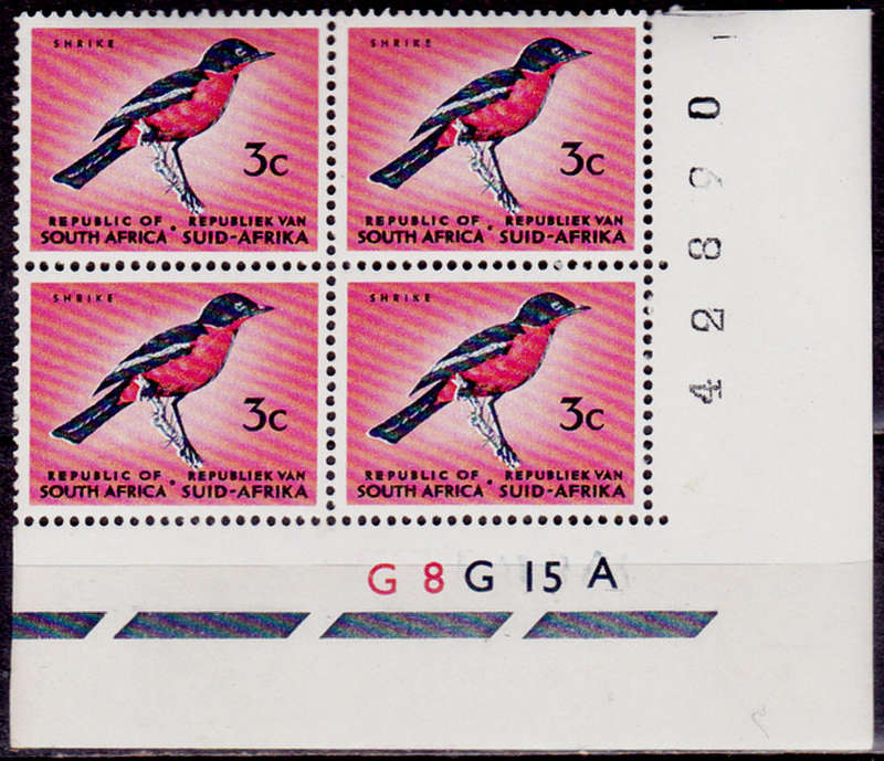 RSA 1964, Nov. DEFINITIVE ISSUE, 3c control block, MNH, CV R 10.00 view scans