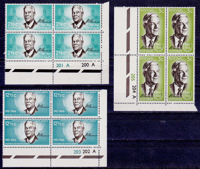 RSA 1966, 6 Dec. VERWOERD COMMEMORATION, set controls, MNH, CV R 64.00 view scans