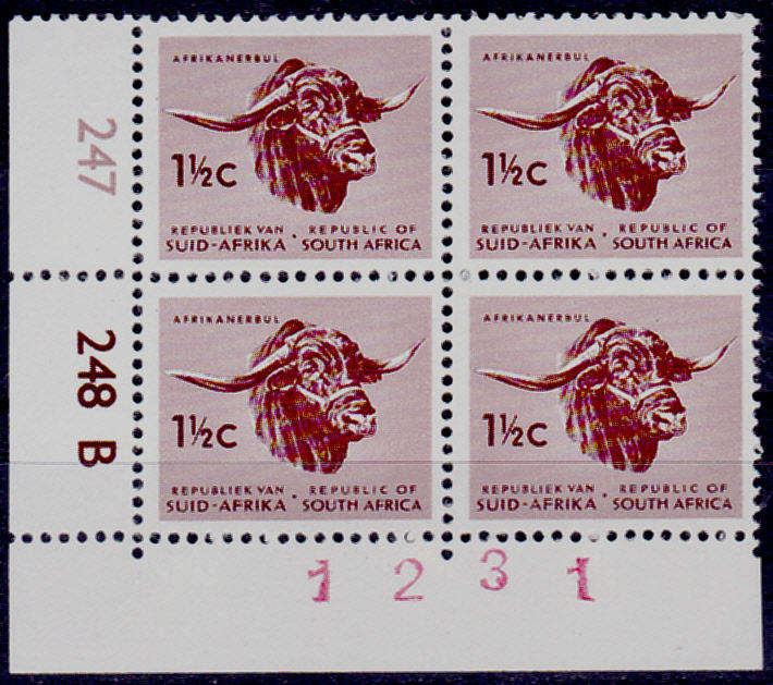 RSA 1968, May. DEFINITIVE ISSUE, 1½c control block, MNH, CV R 10.00 view scans