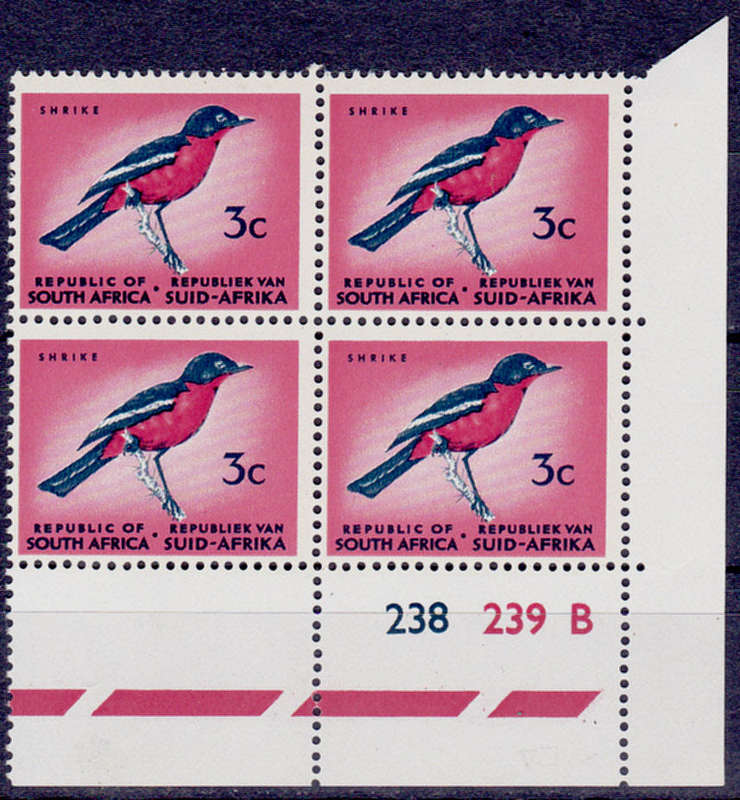 RSA 1967, 19 Dec. DEFINITIVE ISSUE, 3c control block B, MNH, CV R 10.00 view scans
