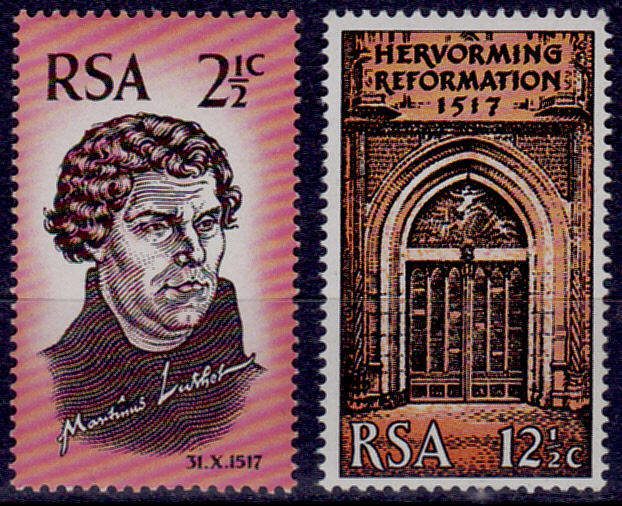 RSA 1967, 31 Oct. 450th ANNIV of REFORMATION, set, MNH, CV R 27.50 view scans