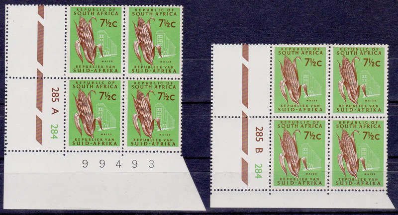 RSA 1969, July. DEFINITIVE ISSUE, 7½c control blocks A B, MNH, CV R 130.00 view scans