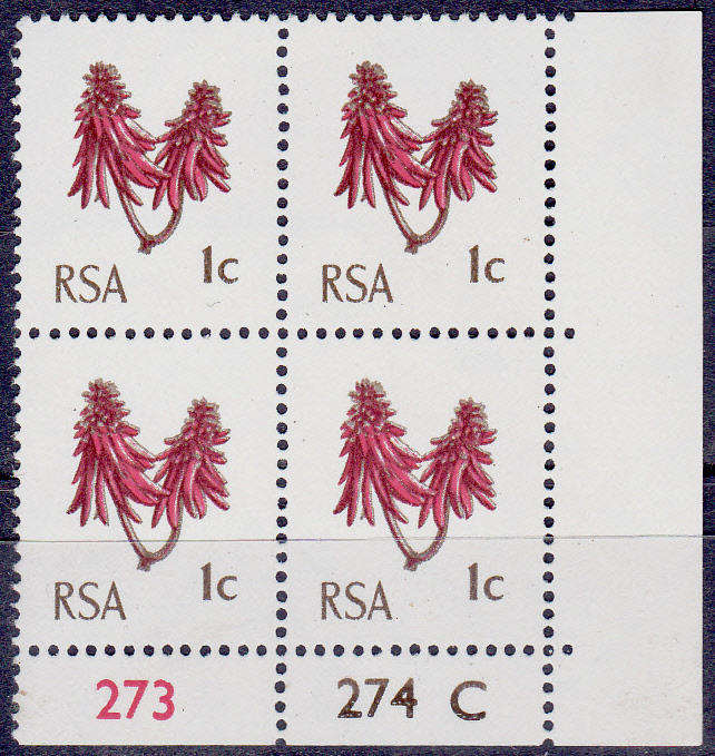 RSA 1969, Jan. DEFINITIVE ISSUE, 1c control block C, MNH, CV R 2.00 view scans