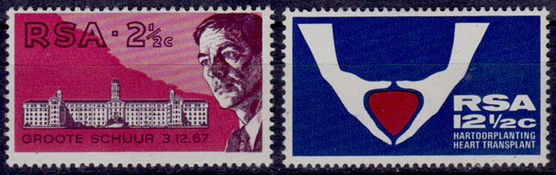 RSA 1969, 7 July. WORLDS 1st HEART TRANSPLANT, set, MH, CV R 22.50 view scans