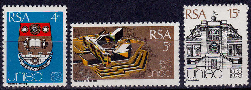 RSA 1973, 2 April. CENTENARY OF UNISA, set, MNH, CV R 32.00 view scans
