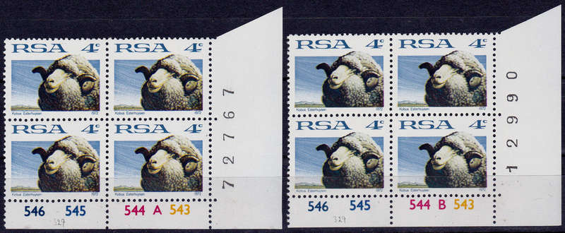 RSA 1973, 1 Oct. DEFINITIVE ISSUE, 4c controls A B, MNH, CV R 20.00 view scans