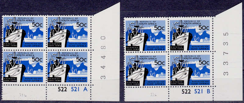 RSA 1973, July. DEFINITIVE ISSUE, 50c controls A B, MNH, CV R 560.00 view scans