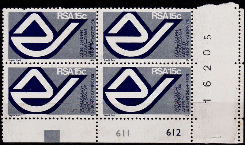 RSA 1974, 13 June. 15th WORLD SUGAR CONGRESS, DURBAN, single control, MNH, CV R 24.00 view scans