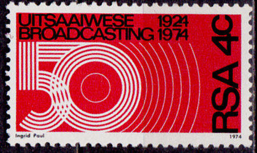 RSA 1974, 13 July. 50th ANNIV OF BROADCASTING IN SA, single, MNH, CV R 2.50 view scans