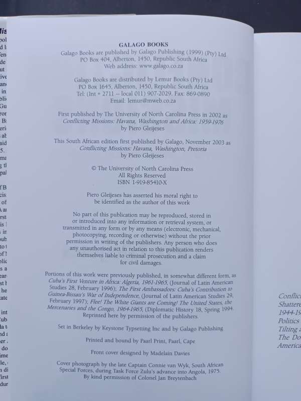 Conflicting Missions: Havana, Washington, Pretoria / Piero Gleijeses