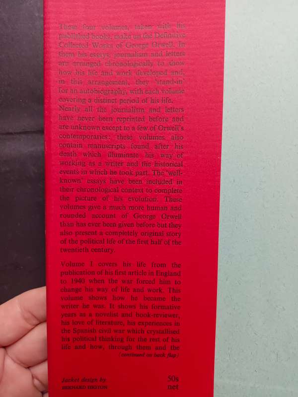THE COLLECTED ESSAYS, JOURNALISM AND LETTERS OF GEORGE ORWELL (4 x Volumes)