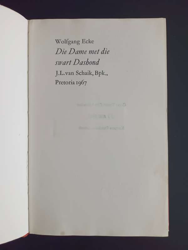 Die dame met die swart Dashond / Wolfgang Ecke