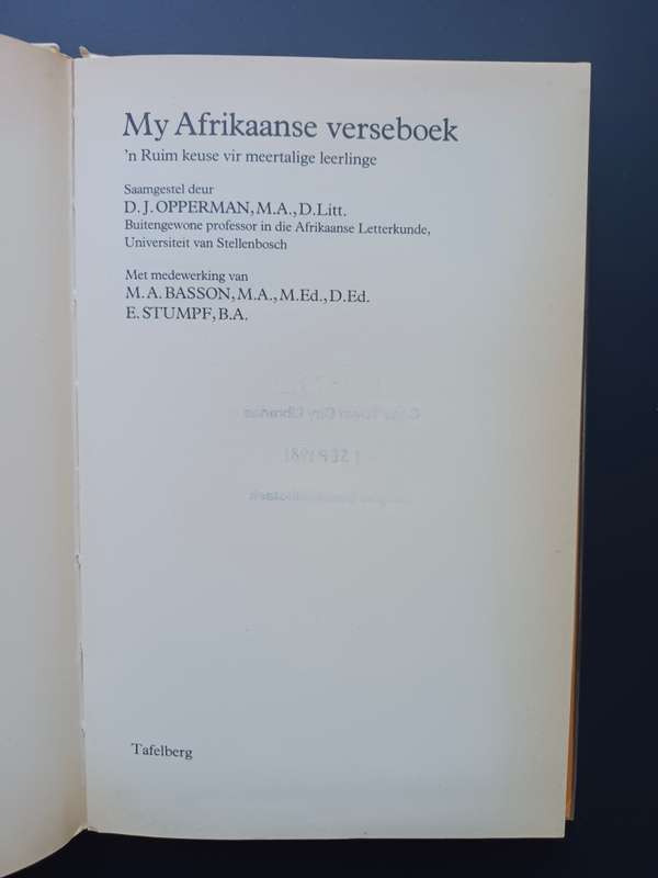 My Afrikaanse Verseboek / Opperman, Basson & Stumpf