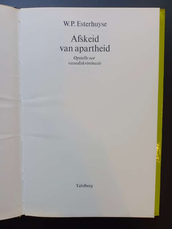 Afskeid van Apartheid / W.P. Esterhuyse