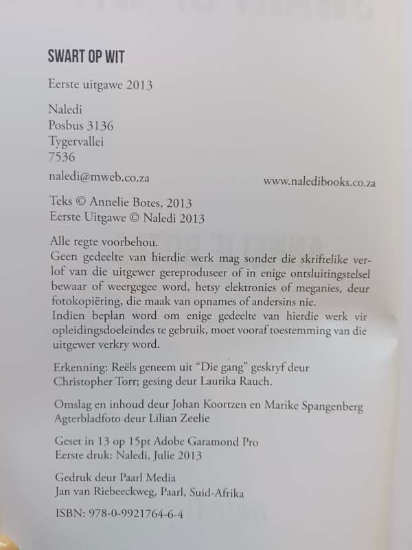 Swart op Wit / Annelie Botes