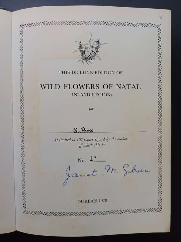 Wild Flowers of Natal ( Inland Region) / Jant M Gibson (Signed & Limited Edition)