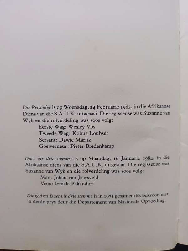 Die Prisonier en ander eenbedrywe / Jac J. Brits