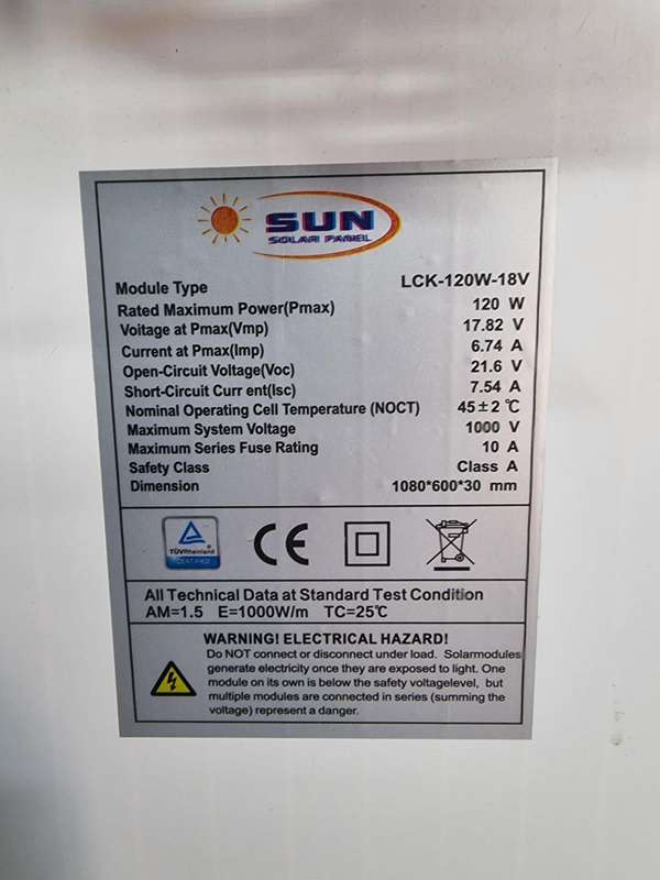 120W / 18V Monocrystalline Solar Panel SP-SUN #5