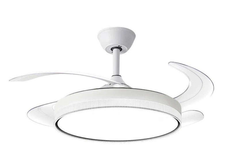 Modern Retractable White Ceiling Fan with Lights 098 #17