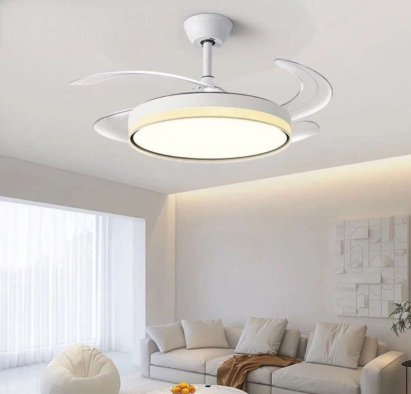 Modern Retractable White Ceiling Fan with Lights 098 #17