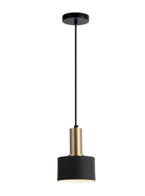 2 Pack Black & Gold Cylindrical Metal Pendant Ceiling Light