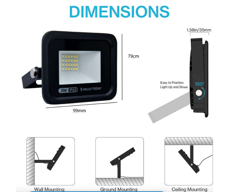 3 Pack - 20W LED Flood Light Outdoor IP65 Waterproof