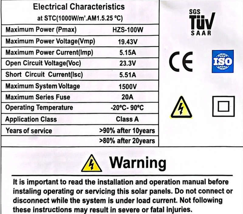 100W / 18V Monocrystalline Solar Panel #1