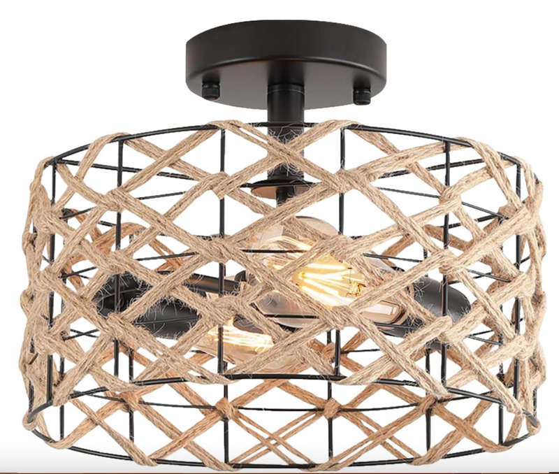 Flush Mount Woven Hessian Ceiling Light - 5035