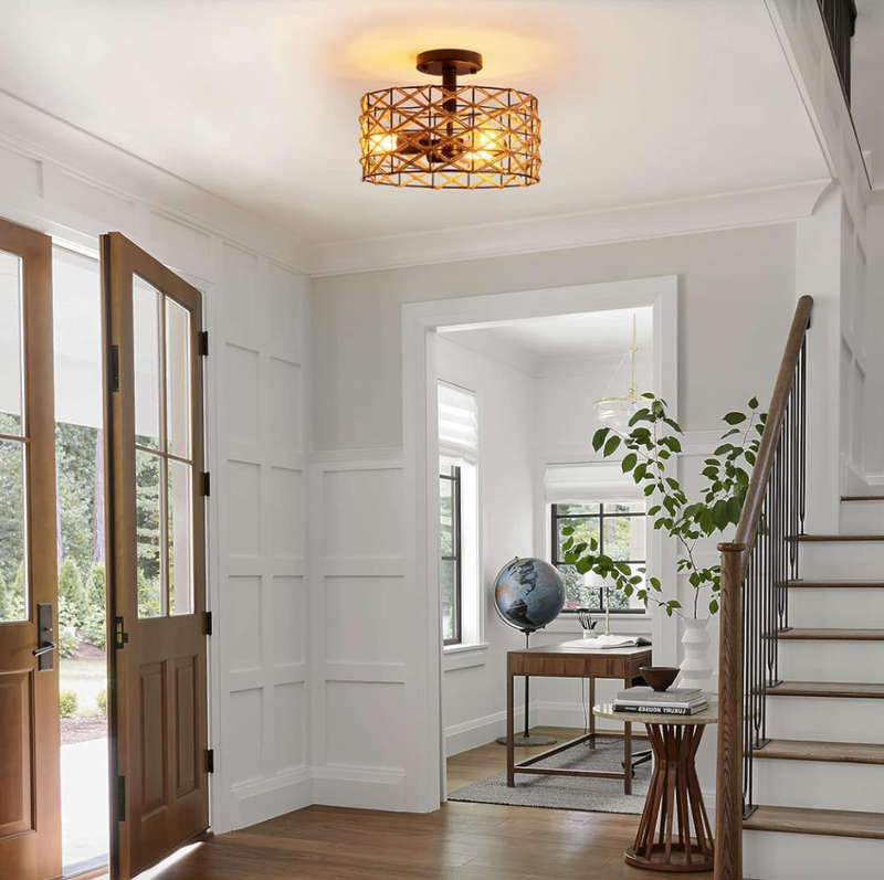 Flush Mount Woven Hessian Ceiling Light - 5035