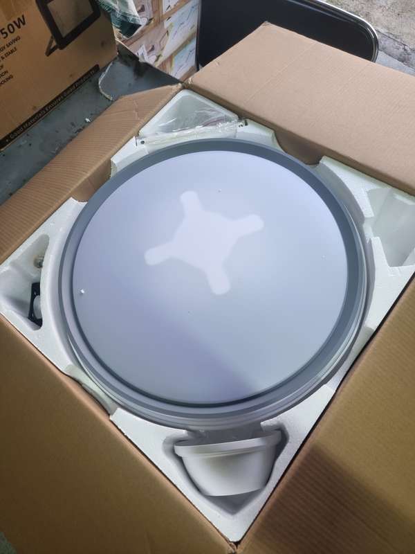Retractable LED Ceiling Fan With Remote Control - White & Grey - 010 #1