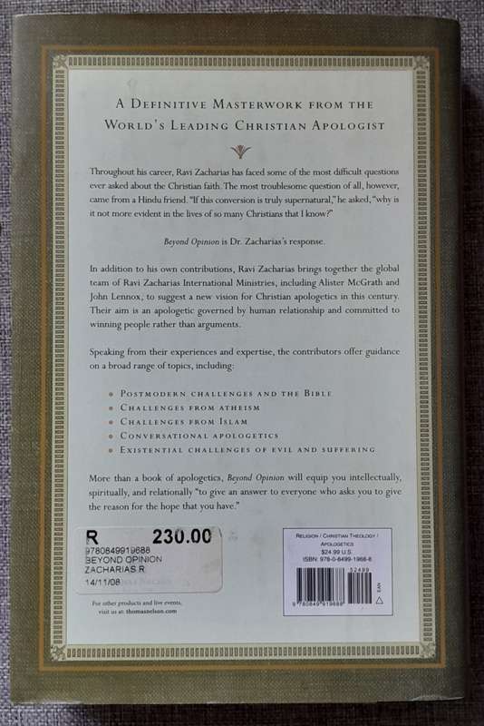 Beyond Opinion - Living the faith we defend - Ravi Zacharias (Hardcover)