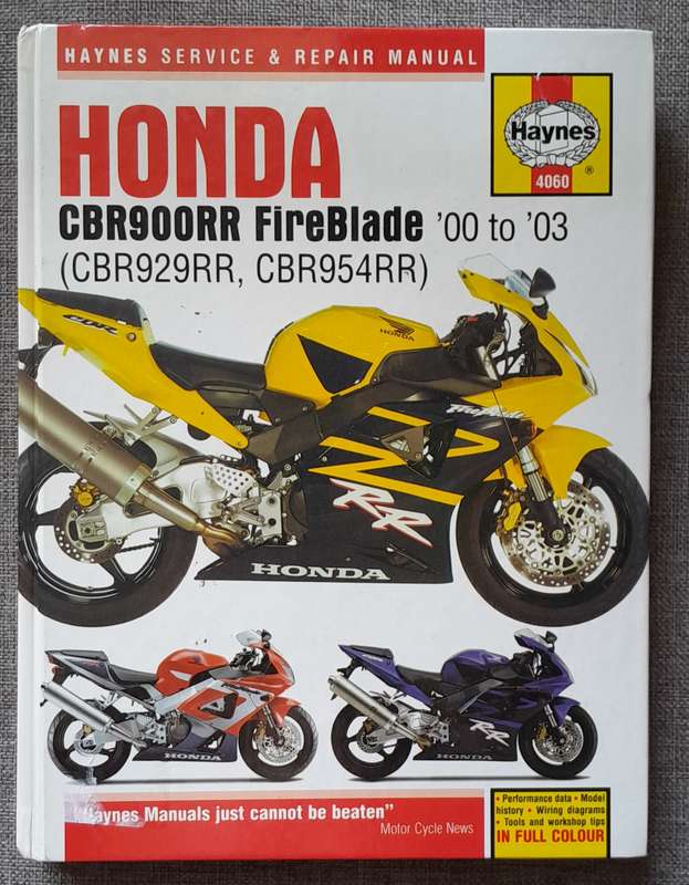 Haynes 4060 Honda CBR900RR Fireblade manual 2000 - 2003