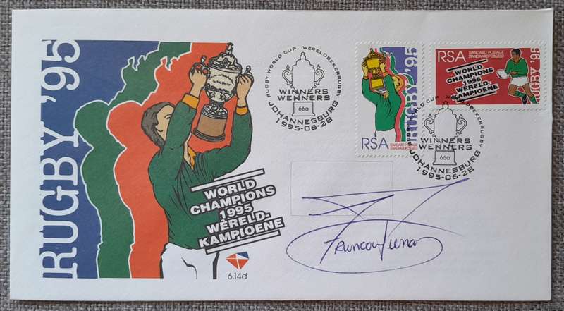 1995 Rugby World Cup FDC signed by Francois Pienaar.