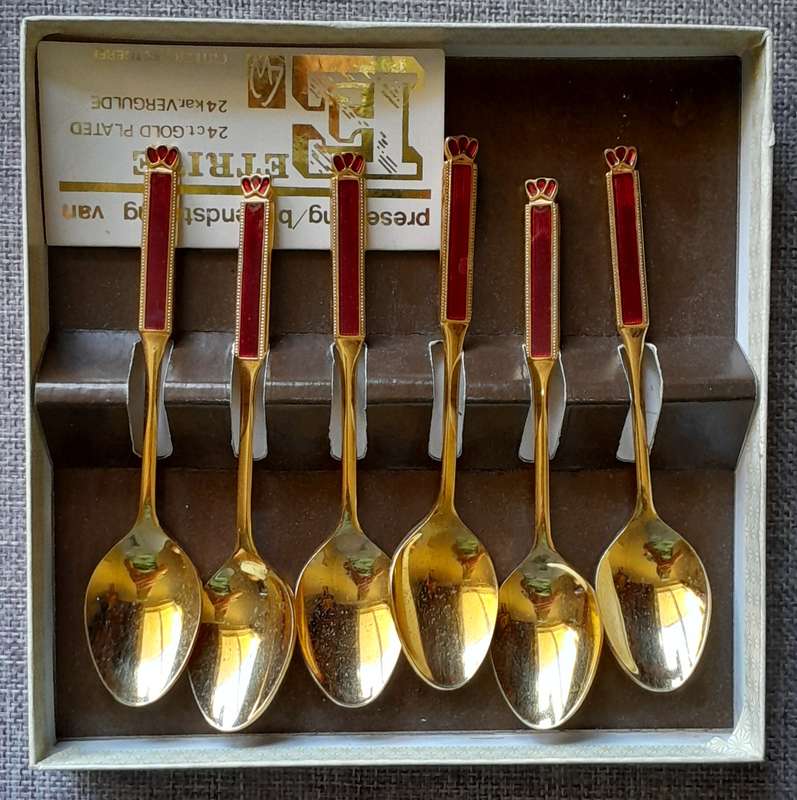 Eetrite Royal Albert set 24k gold plated teaspoons
