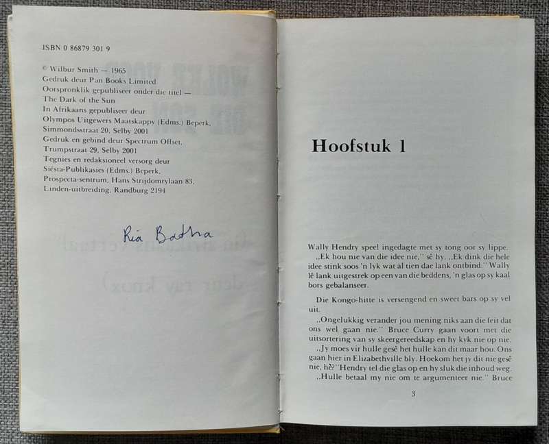 Wolke voor die son - Wilbur Smith (Hardcover 1965 edition)