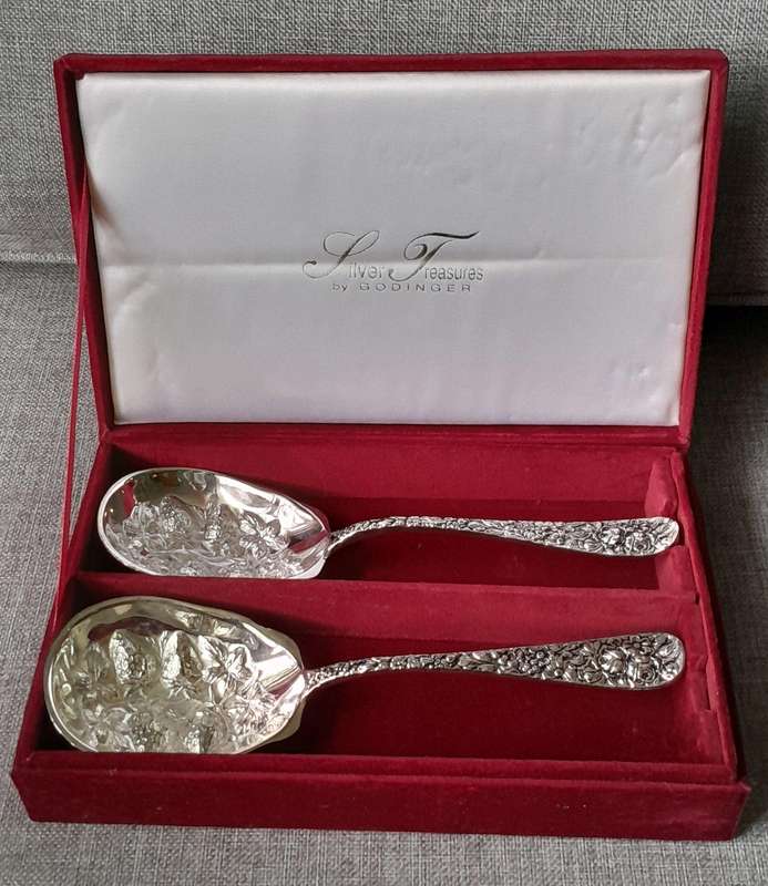 2 x Large Godinger Silver dessert spoons