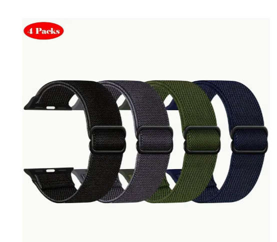 Apple Watch straps 4 Packs Stretchy Solo Loop Compatible With  38,40,41,42,44,45,49mm Women Men